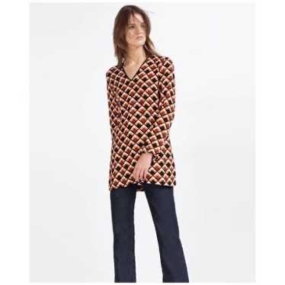 Zara Multicolor Geometric Pattern Tunic Top - Picture 3 of 9
